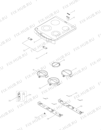 Взрыв-схема плиты (духовки) Aeg 6130V-MA - Схема узла H10 Hob